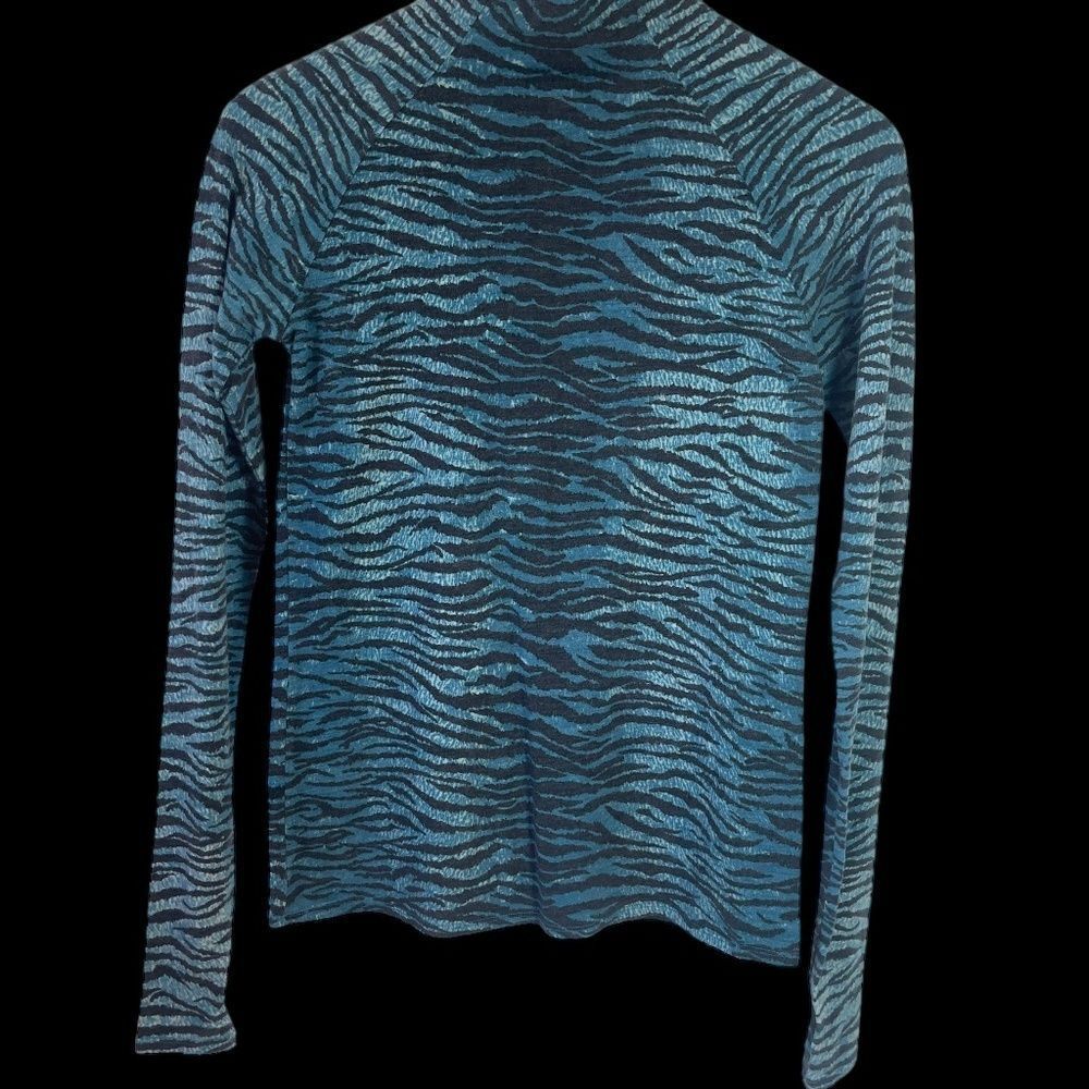 Kenzo X H&M Blue‎ Tiger Stripe Wool Blend Mock Turtleneck Long Sleeve Top Sz 6 - Picture 4 of 12
